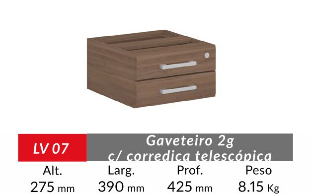 GAVETEIRO EXECUTIVO 2 GAVETAS 