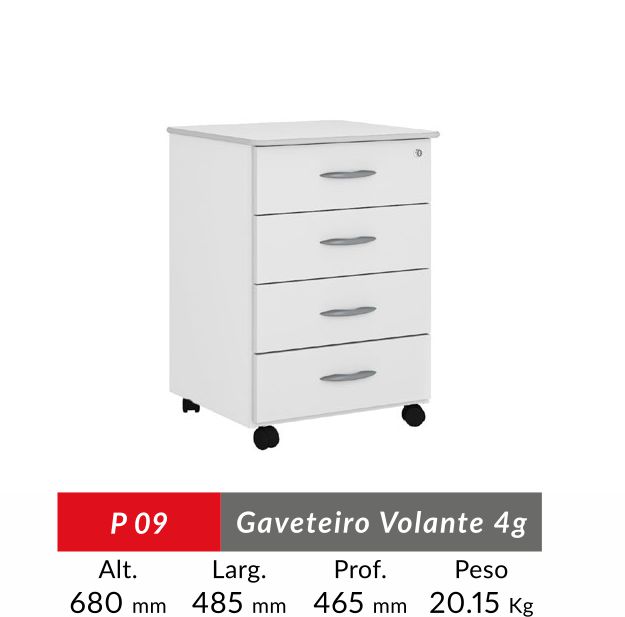 GAVETEIRO PRATICA 4 GAVETAS VOLANTE 