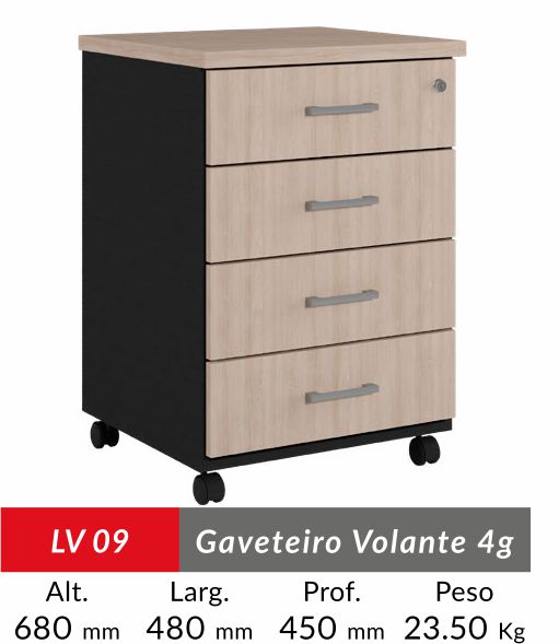 GAVETEIRO VENEZA 4 GAVETAS VOLANTE
