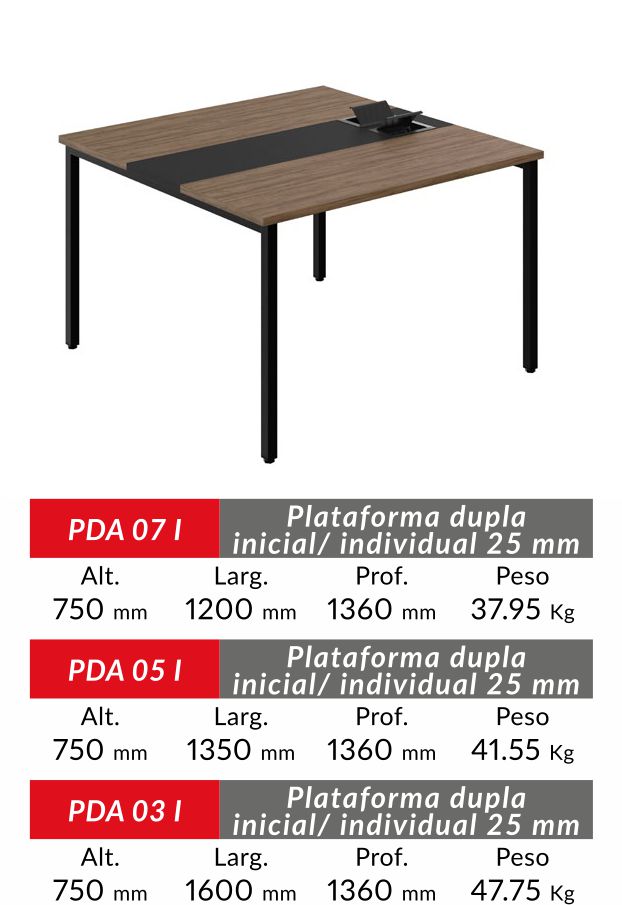 MESA PLATAFORMA DUPLA INICIAL E INDIVIDUAL 