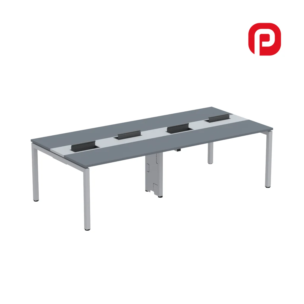 MESA PLATAFORMA 1200 / 1400 DUPLA 04 PESSOAS PE ACO CORPORATIVO