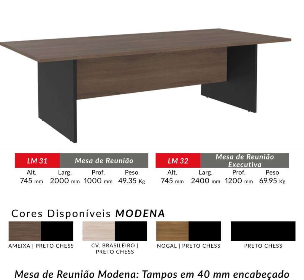 MESA DE REUNIAO MODENA 