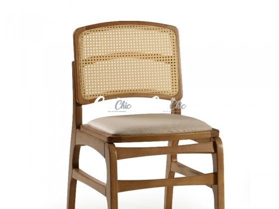 Cadeira em Madeira Maciça com Encosto em Tela 6605 Jamile