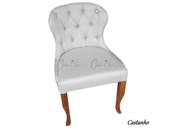 Cadeira em Madeira Maciça com Tachas e Capitone 7130 Havana