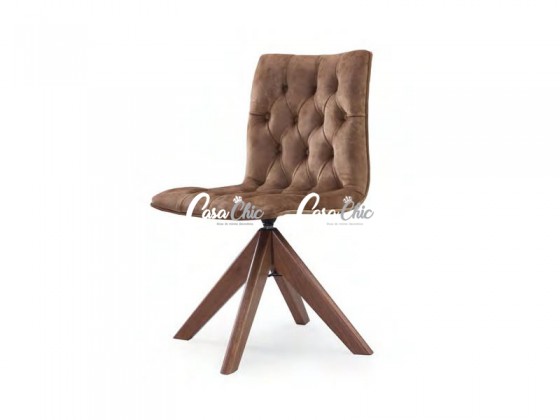 Cadeira Giratoria em Madeira Maciça com Capitone 20017 Zahra