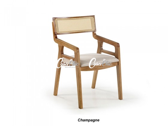 Poltrona Cadeira com Braço em Madeira Maciça com Encosto em Tela 2978 Jade