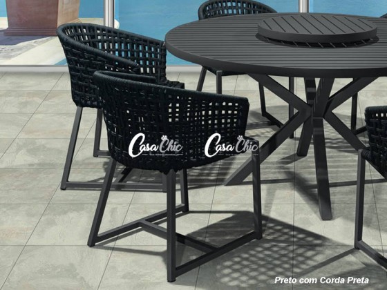 Poltrona Cadeira com Braço em Aluminio com Encosto em Corda 377 Natalia