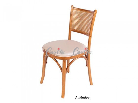 Cadeira em Madeira Maciça com Encosto em Tela e Assento Estofado Gravata