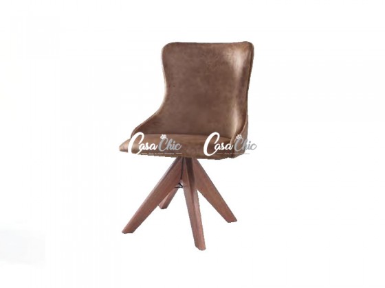 Cadeira Giratoria em Madeira Maciça com Matelasse 18311 Jordana