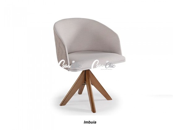 Poltrona Cadeira com Braço Giratoria em Madeira Maciça