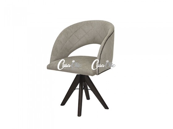 Poltrona Cadeira com Braço Giratoria em Madeira Maciça com Tachas 7824 Turquia