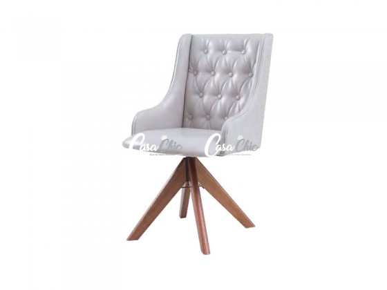 Cadeira Giratoria em Madeira Maciça com Capitone 20010 Nobre